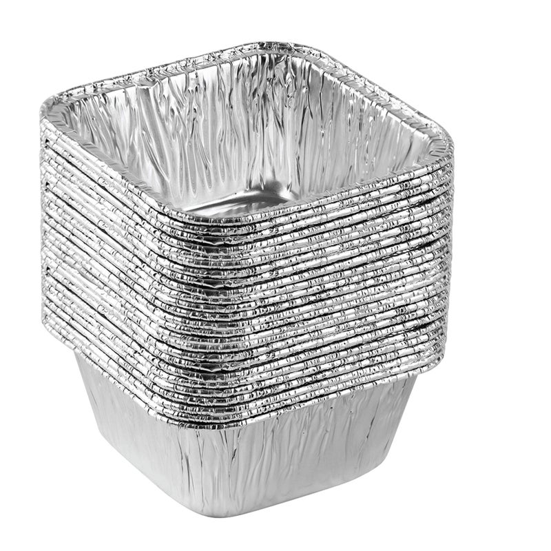 PLASTICPRO Disposable 4.25'' X 4.25 X 2'' Inch Square Aluminum Tin Foil Baking Pans Bakeware - Cookware Perfect for Baking Cakes,Brownies,Bread, Meatloaf, Lasagna, Pack of 25 - Image 1